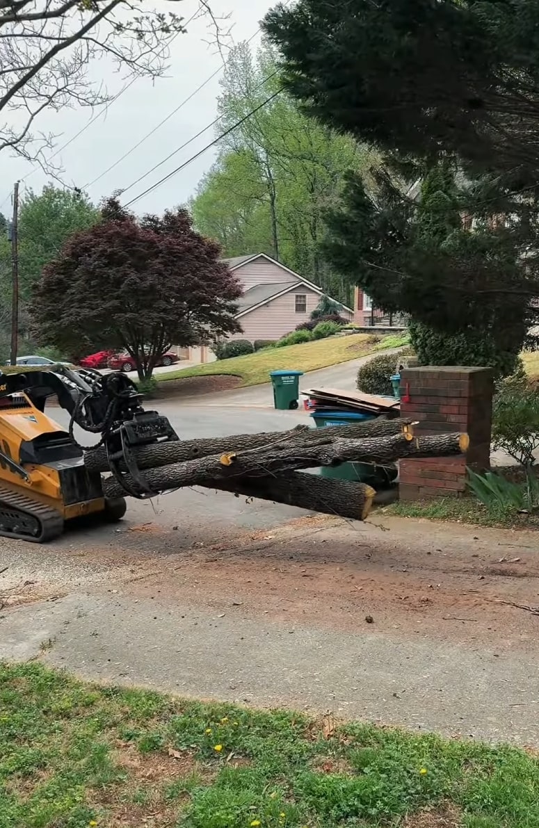 Professional tree service equipment used by Federal Way Tree Services Professional tree service equipment including crane and specialized trucks for safe tree removal